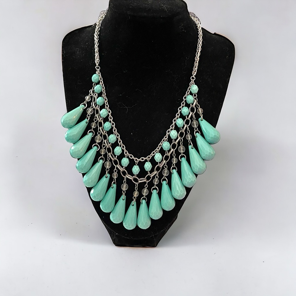 Turquoise bead statement necklace